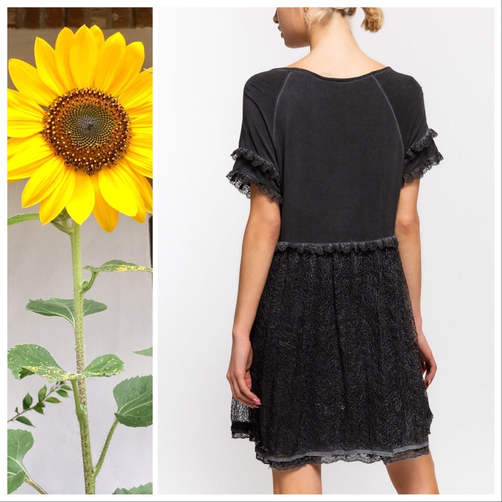 Sophia Boho Burnout Black Dress - Picture 3 of 10